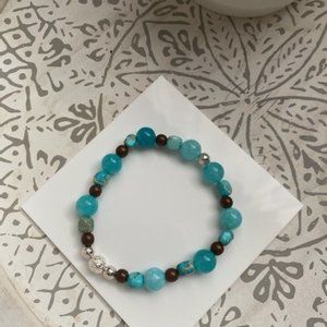 Jade bracelet with Natural blue jasper gemstone pearls